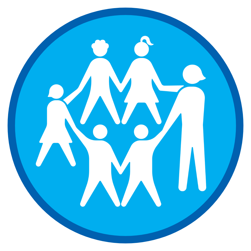 people in a circle with a blue background