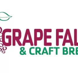 Grape Falls and Craft Brews Logo with grapes