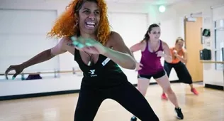 Smiling woman dancing
