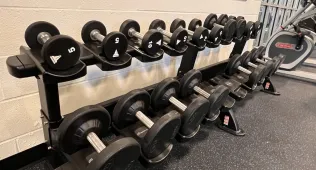 FREE WEIGHTS ON A RACK