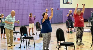 Group of seniors working out together