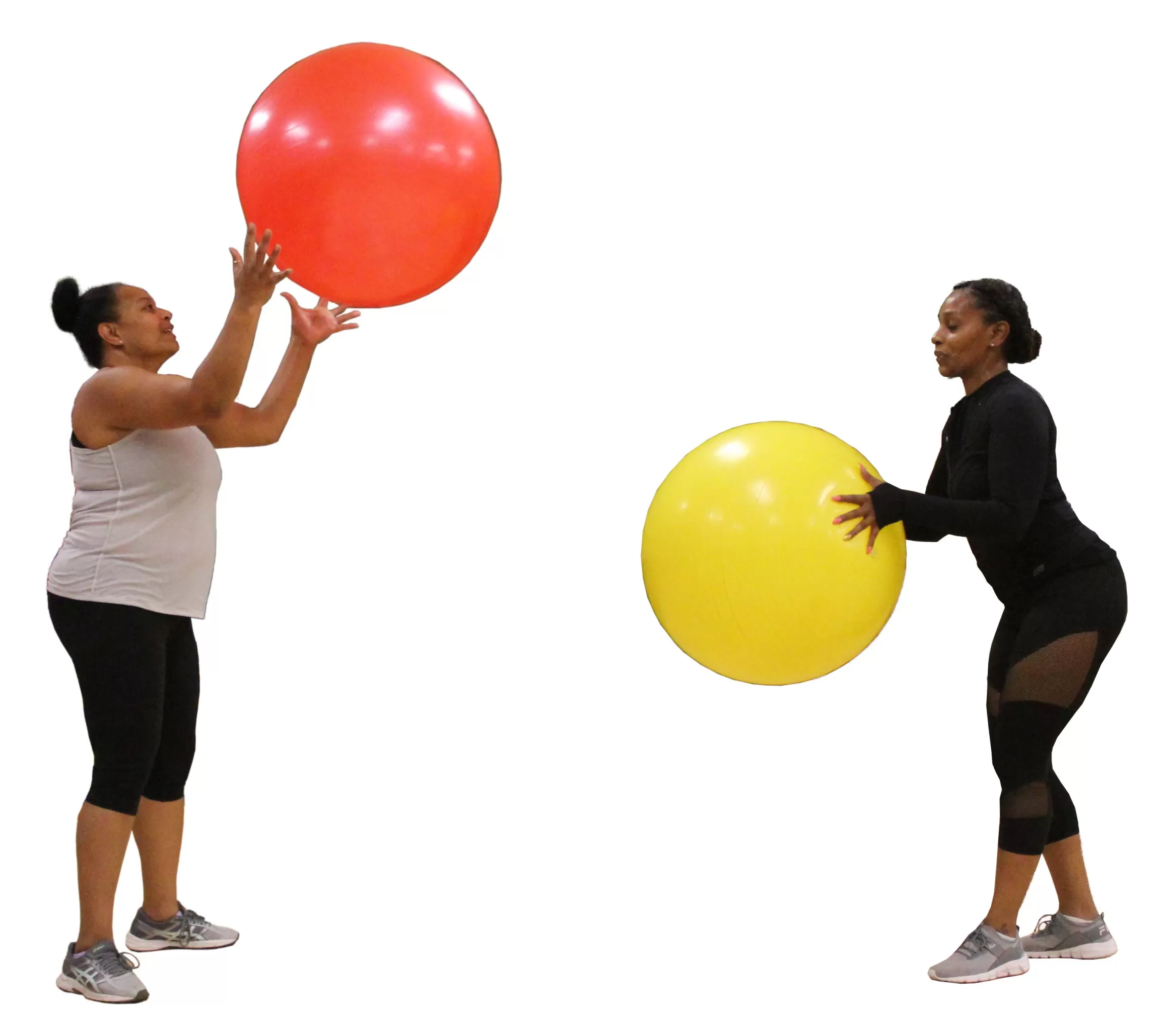 Two ladies with exercise balls