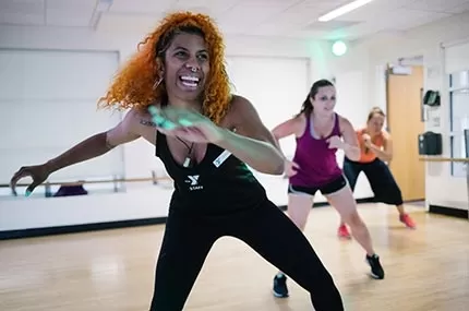 Smiling woman dancing