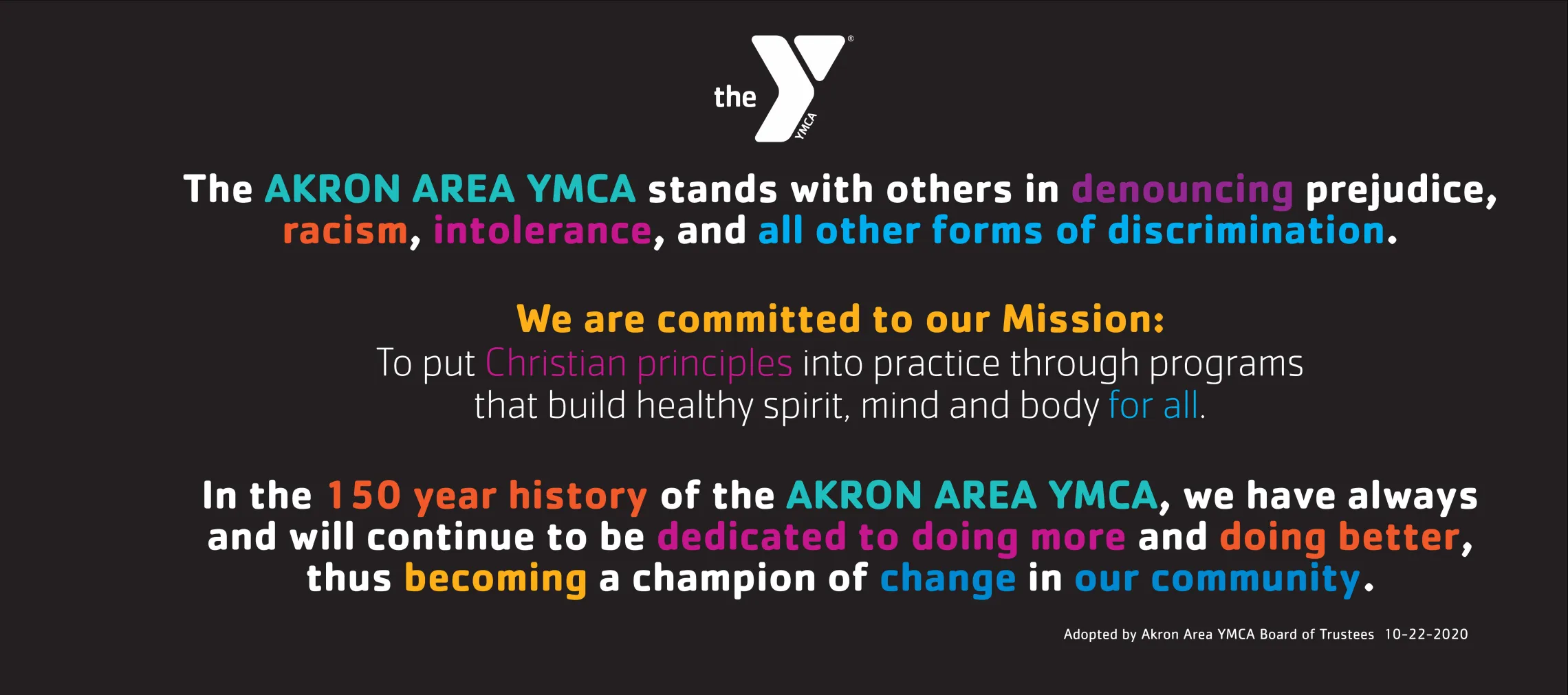Diversity Equity and Inclusion statement from the Akron Area YMCA