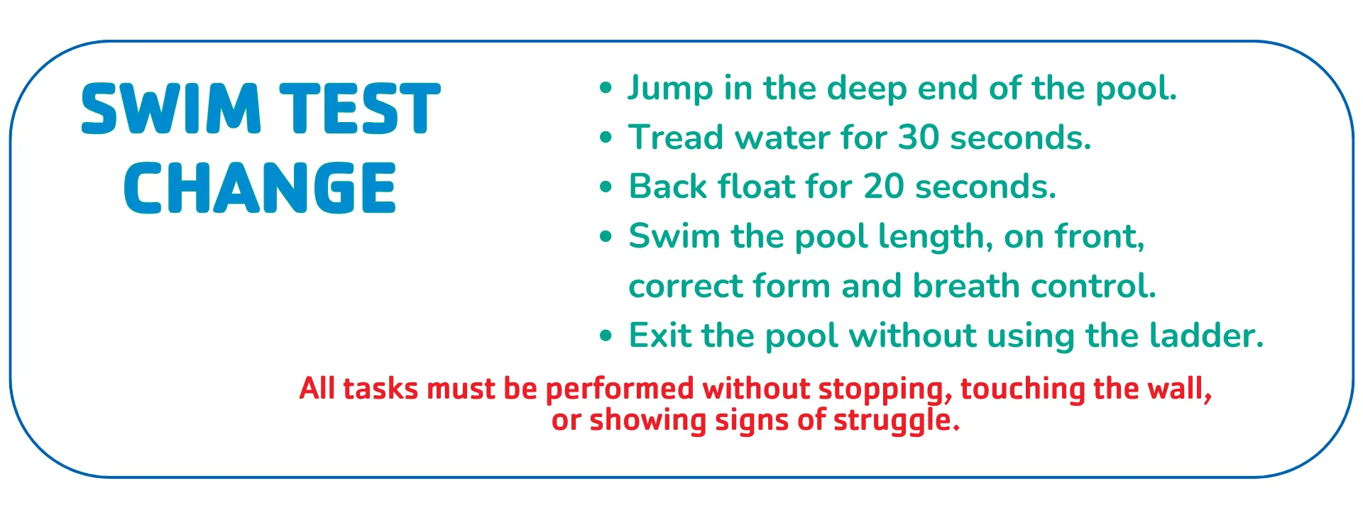 Swim Test Change