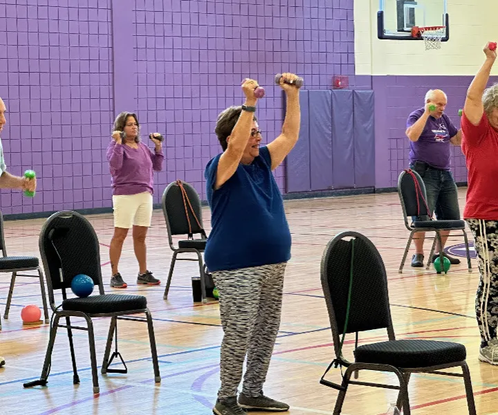 Group of seniors working out together