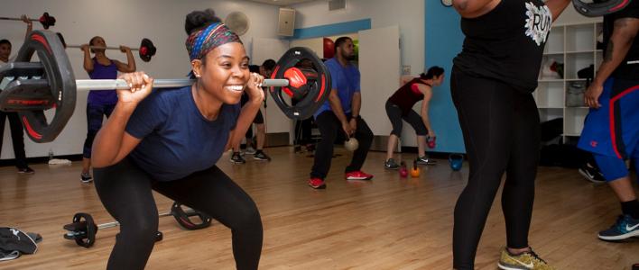 woman lifting weights